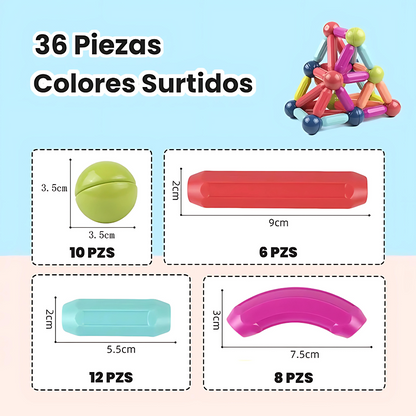 PROBLOCKS® Juego De Bloques Magneticos Didacticos  [36Unds]