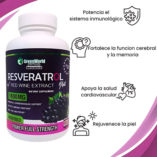 Resveratrol 100% Anti Envejecimiento - Hecho En USA ORIGINAL