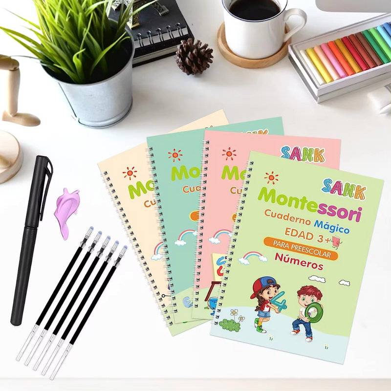 SetPro® Set 4 Cuadernos Caligrafia Montessori + Regalo 🎁