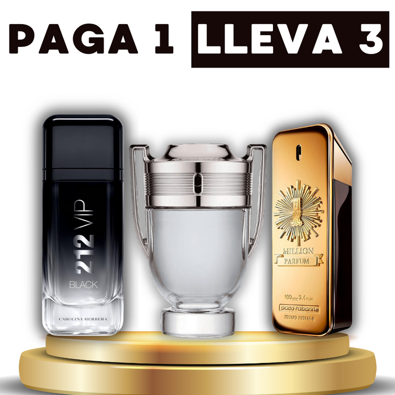 Kit De Perfumes Esencia De Oro: One Million + Invictus + 212 VIP